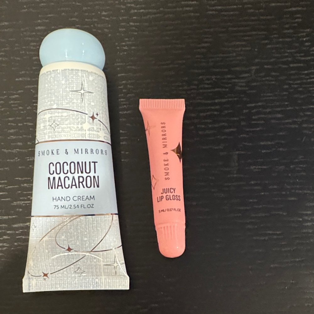 Smoke & Mirrors Coconut Macaron Hand Cream and Juicy Lip Gloss Set (BRAND NEW)